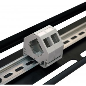 DIN-rail outlet box for installing Keystone module, gray